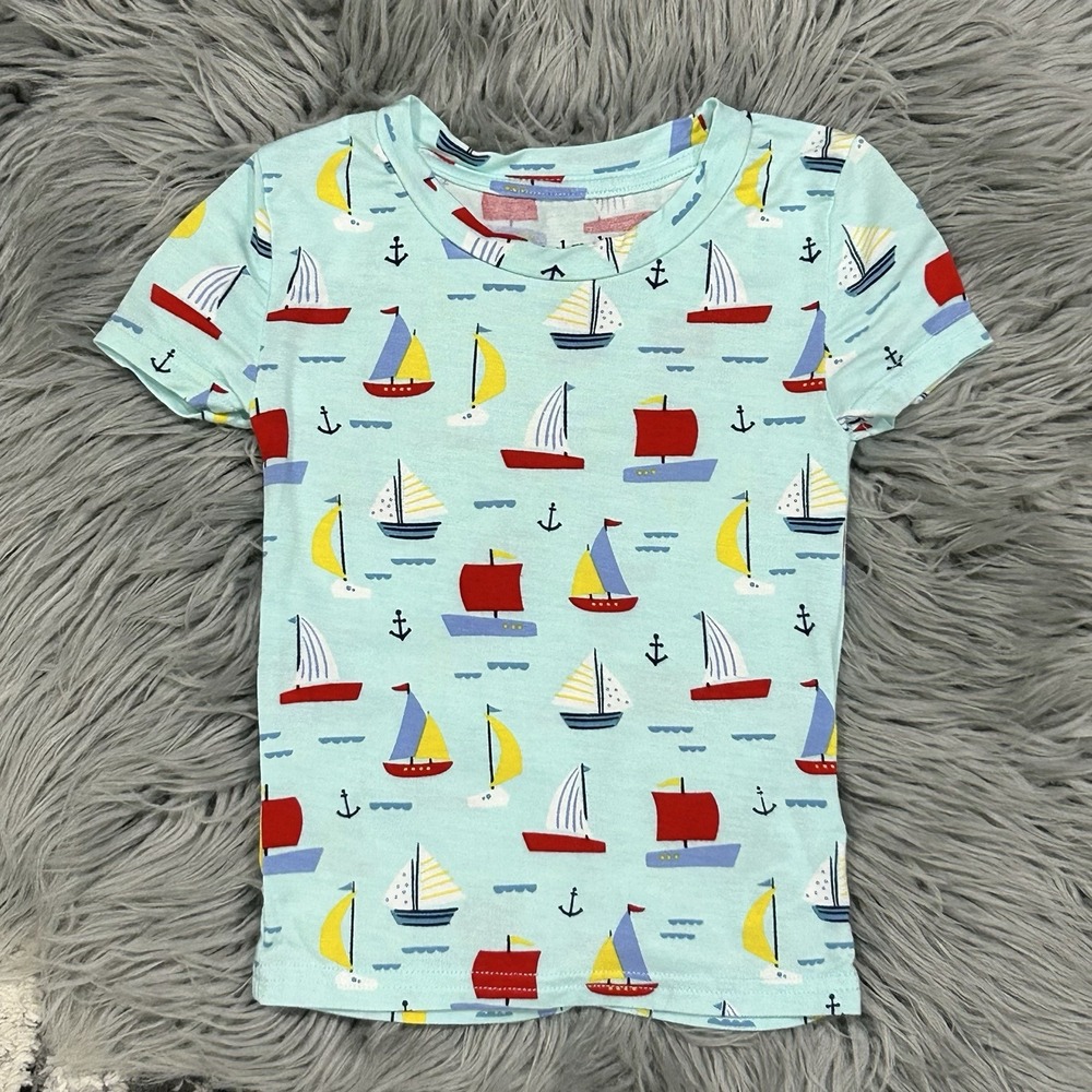 Mick Mack LTD Nautical Sailboat Bamboo Blue Top Size 3T